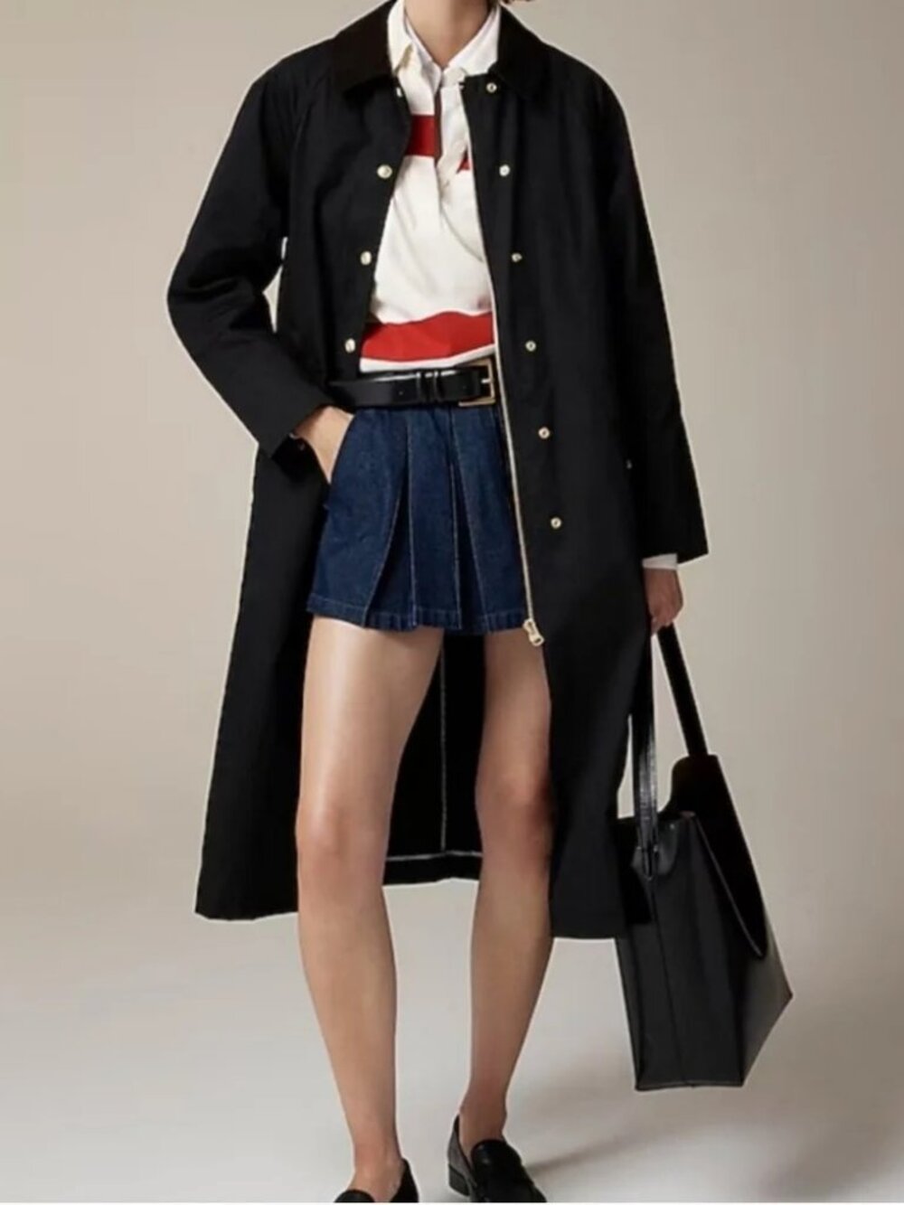 NWT J. Crew Long Barn Jacket in Waxed Cotton Twill - Black MSRP $348. Timeless!